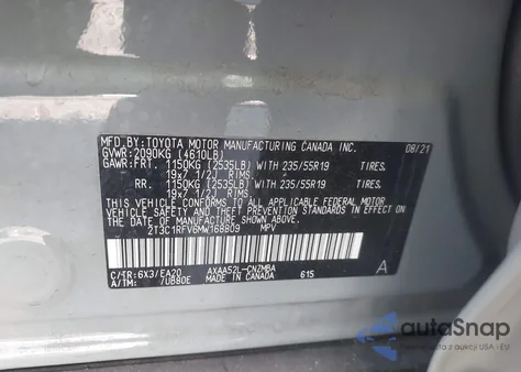 2021 Toyota Rav4 Xle Premium from USA, damaged, VIN 2T3C1RFV6MW168809